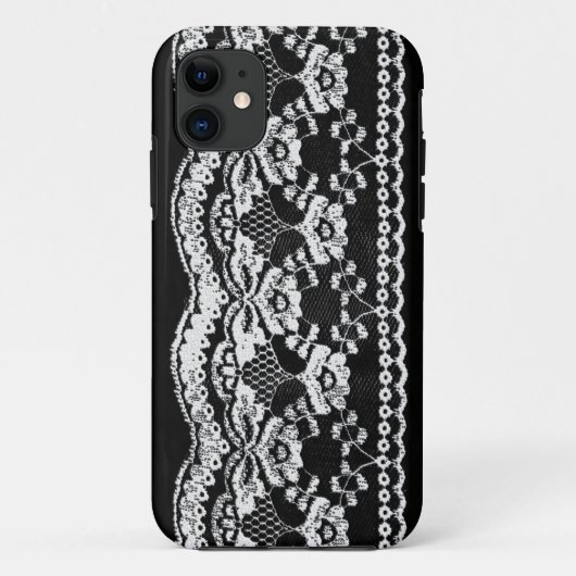 Zwart en wit leder en kant Case-Mate iPhone case (Achterkant)