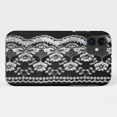 Zwart en wit leder en kant Case-Mate iPhone case (Achterkant (horizontaal))
