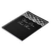 Zwart en wit leder en kant notitieboek (Linkerzijde)