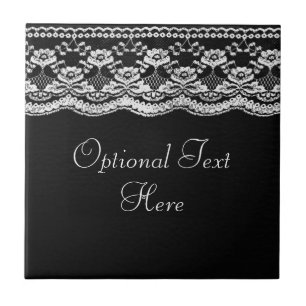 Zwart en wit leder en kant tegeltje