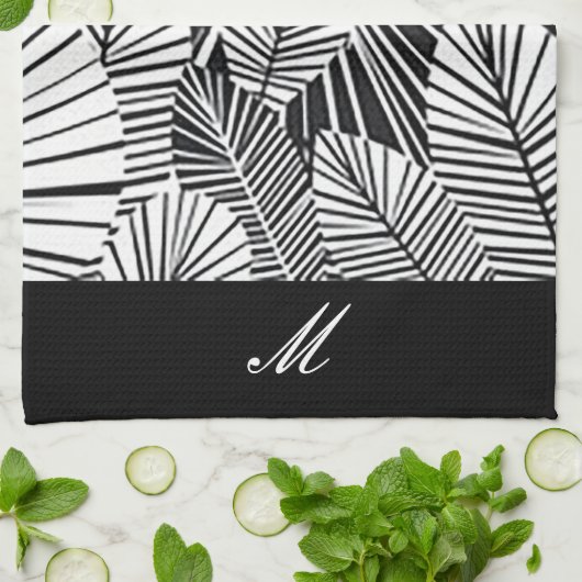 "Zwart en wit leder" keukenhanddoek (Gevouwen)