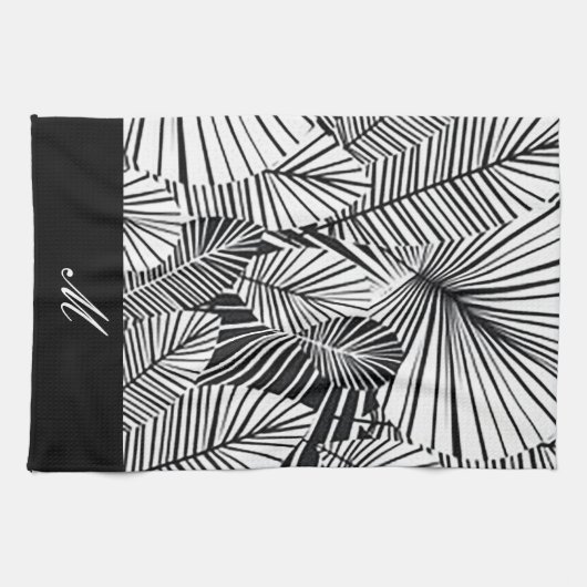 "Zwart en wit leder" keukenhanddoek (Horizontaal)