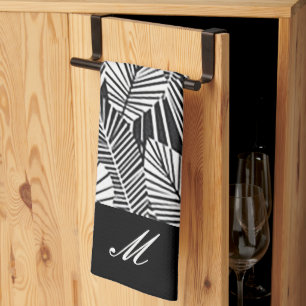 "Zwart en wit leder" keukenhanddoek