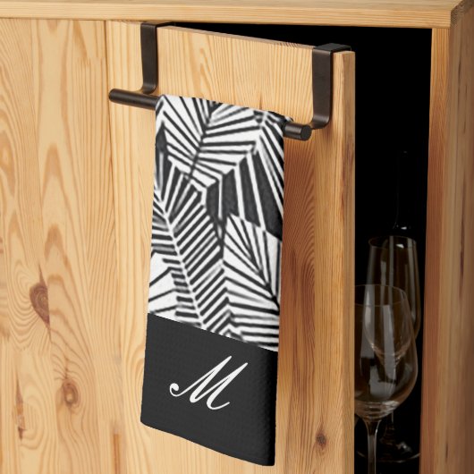 "Zwart en wit leder" keukenhanddoek (Derde Gevouwen)