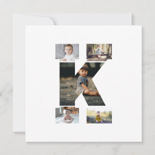 Zwart en wit Letter K foto collage Feestdagenkaart