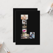 Zwart en wit Letter L Foto Collage Kaart (Voorkant / Achterkant in situ)