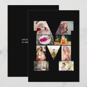 Zwart en Wit Letter M Foto Collage Aankondiging (Voorkant / Achterkant)