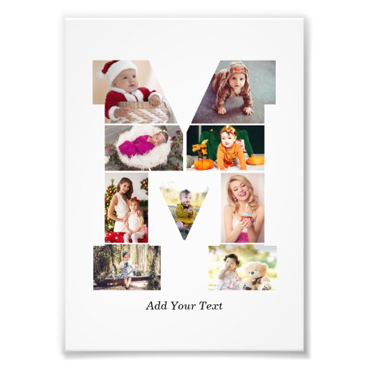 Zwart en Wit Letter M Foto Collage Afdruk (Voorkant)