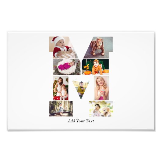 Zwart en wit letter M foto collage Afdruk (Voorkant)