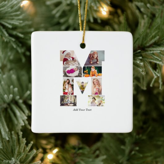 Zwart en wit Letter M foto collage Keramisch Ornament (Boom)