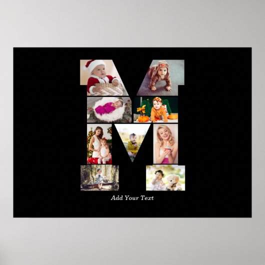 Zwart en wit Letter M foto collage Poster (Voorkant)