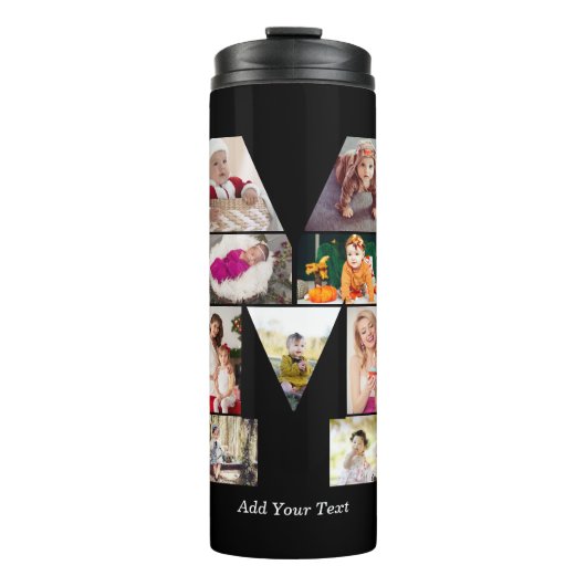 Zwart en Wit Letter M Foto Collage Thermosbeker (Voorkant)