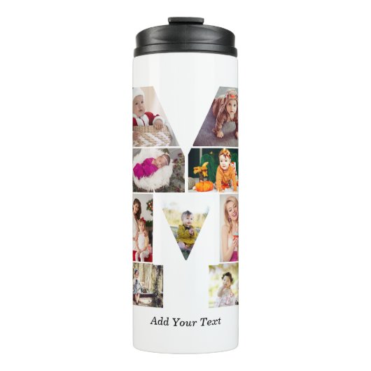 Zwart en Wit Letter M Foto Collage Thermosbeker (Voorkant)