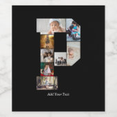 Zwart en Wit Letter P Foto Collage Wijn Etiket (Enkel label)