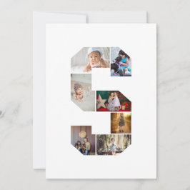 Zwart en Wit Letter S Foto Collage Bedankkaart