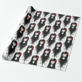 Zwart en wit leuk spook cadeaupapier (Uitgerold)