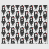 Zwart en wit leuk spook cadeaupapier (Vlak)