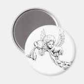 Zwart en wit Leuke Engel met hart Magneet (Voorkant / Achterkant)