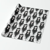 Zwart en wit leuke griezel cadeaupapier (Uitgerold)