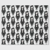 Zwart en wit leuke griezel cadeaupapier (Vlak)