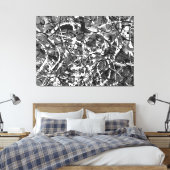 ZWART EN WIT LI - Action painting -Abstract- Canvas Afdruk (Insitu (Slaapkamer))