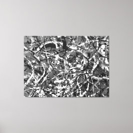ZWART EN WIT LI - Action painting -Abstract- Canvas Afdruk