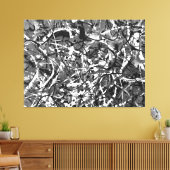 ZWART EN WIT LI - Action painting -Abstract- Canvas Afdruk (Insitu (Woonkamer))
