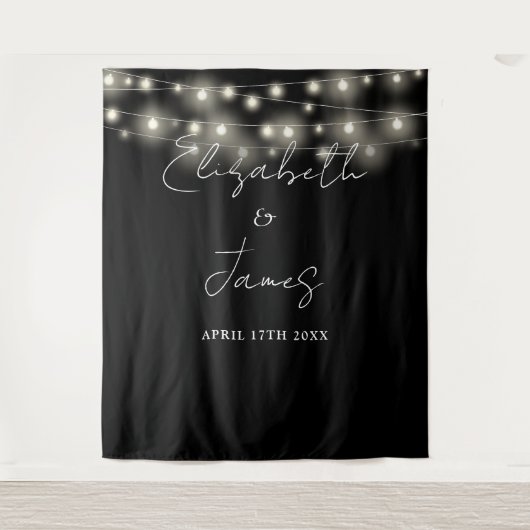Zwart en wit licht trouwfoto achtergrond wandkleed (Voorkant)