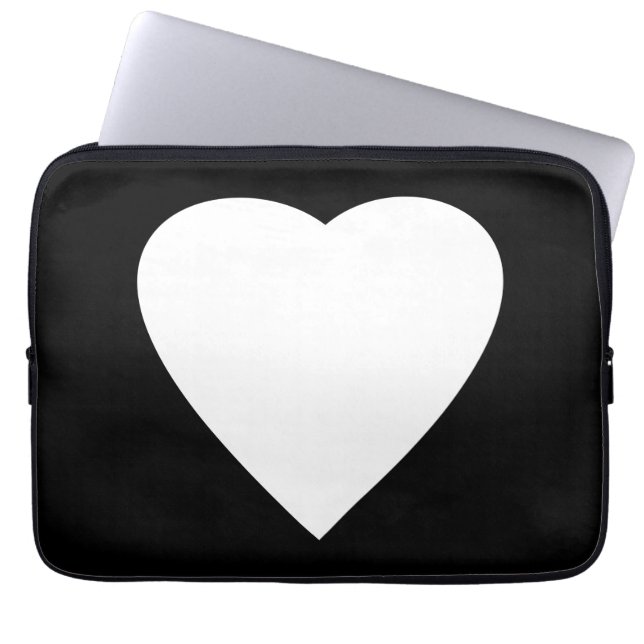 Zwart en wit liefdeshartsontwerp. laptop sleeve (Voorkant)