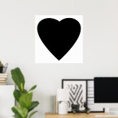Zwart en wit liefdeshartsontwerp. poster (Thuiskantoor)