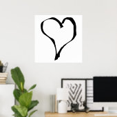 Zwart en wit liefdeshartsontwerp. poster (Thuiskantoor)