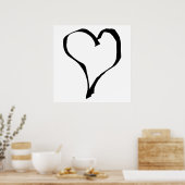Zwart en wit liefdeshartsontwerp. poster (Keuken)
