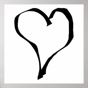 Zwart en wit liefdeshartsontwerp. poster