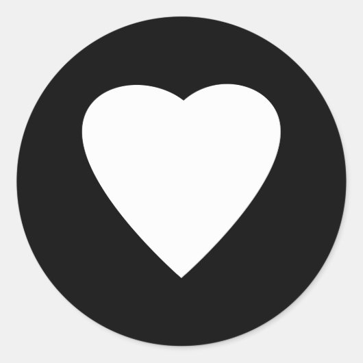 Zwart en wit liefdeshartsontwerp. ronde sticker (Voorkant)