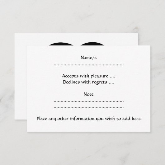Zwart en wit liefdeshartsontwerp. RSVP kaartje (Voorkant / Achterkant)