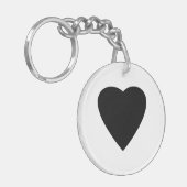 Zwart en wit liefdeshartsontwerp. sleutelhanger (Voorkant Links)