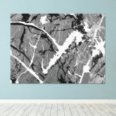 ZWART EN WIT LII - Action painting -Abstract- Canvas Afdruk (Insitu (Houten vloer))