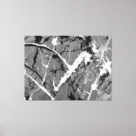 ZWART EN WIT LII - Action painting -Abstract- Canvas Afdruk