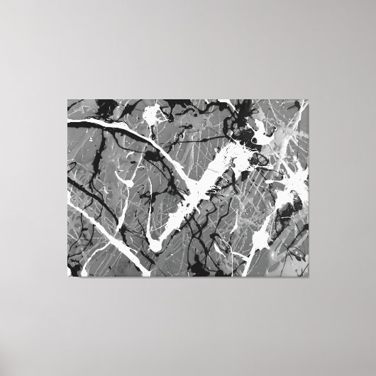 ZWART EN WIT LII - Action painting -Abstract- Canvas Afdruk (Voorkant)