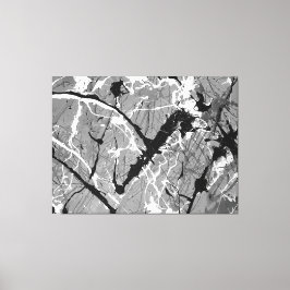 ZWART EN WIT LIII - Action painting -Abstract- Canvas Afdruk