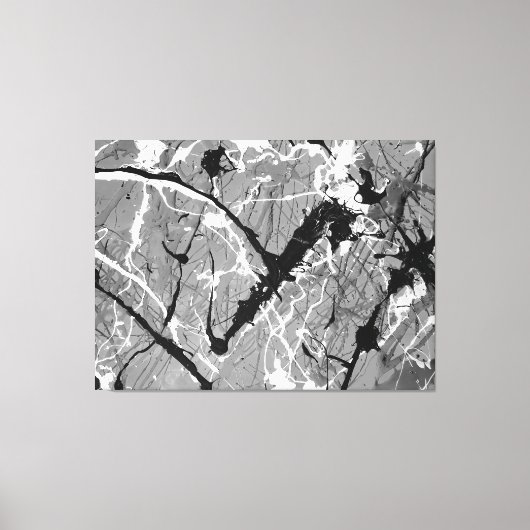 ZWART EN WIT LIII - Action painting -Abstract- Canvas Afdruk (Voorkant)