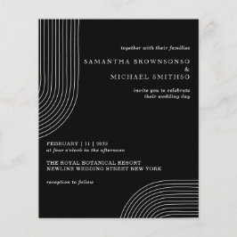 Zwart en wit lijnkunst Geometrisch modern huwelijk Flyer