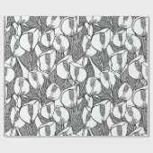 Zwart en wit Lily Pattern Cadeaupapier (Vlak)