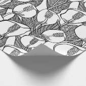 Zwart en wit Lily Pattern Cadeaupapier (Hoek)