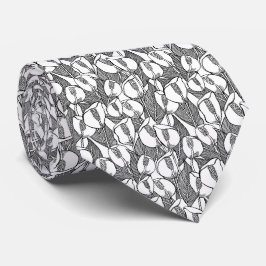 Zwart en wit Lily Pattern Stropdas