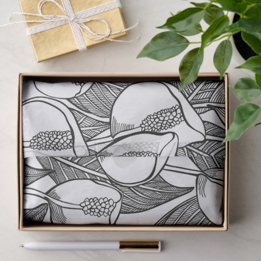Zwart en wit Lily Pattern Tissuepapier (Geschenk)