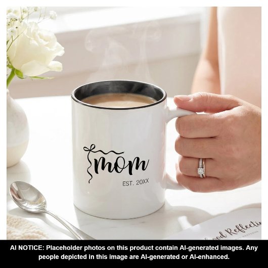 Zwart en wit lint script Moeder gevestigd Elegant Tweekleurige Koffiemok