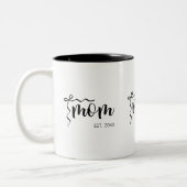 Zwart en wit lint script Moeder gevestigd Elegant Tweekleurige Koffiemok (Links)