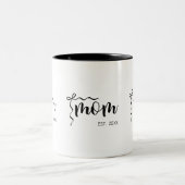 Zwart en wit lint script Moeder gevestigd Elegant Tweekleurige Koffiemok (Center)
