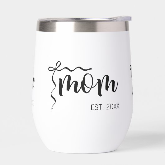 Zwart en Wit Lint Script Moeder Opgericht Elegant (Links)